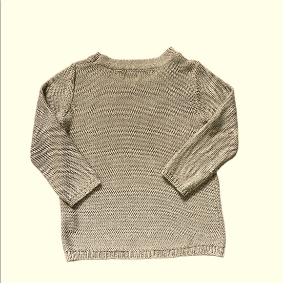 Metallic gold knit elegant sweater with jeweled, embellished neckline - Picture 3 of 8